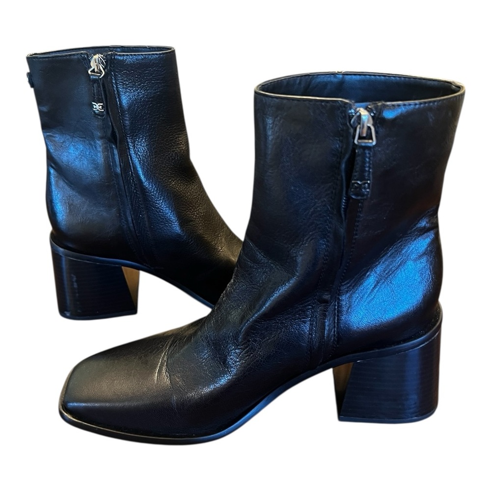 Sam Edelman Womens Winnie Black Zipper Leather Ankle Boots Heels - Picture 5 of 13